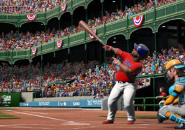 David Ortiz at bat in Super Mega Baseball 4.