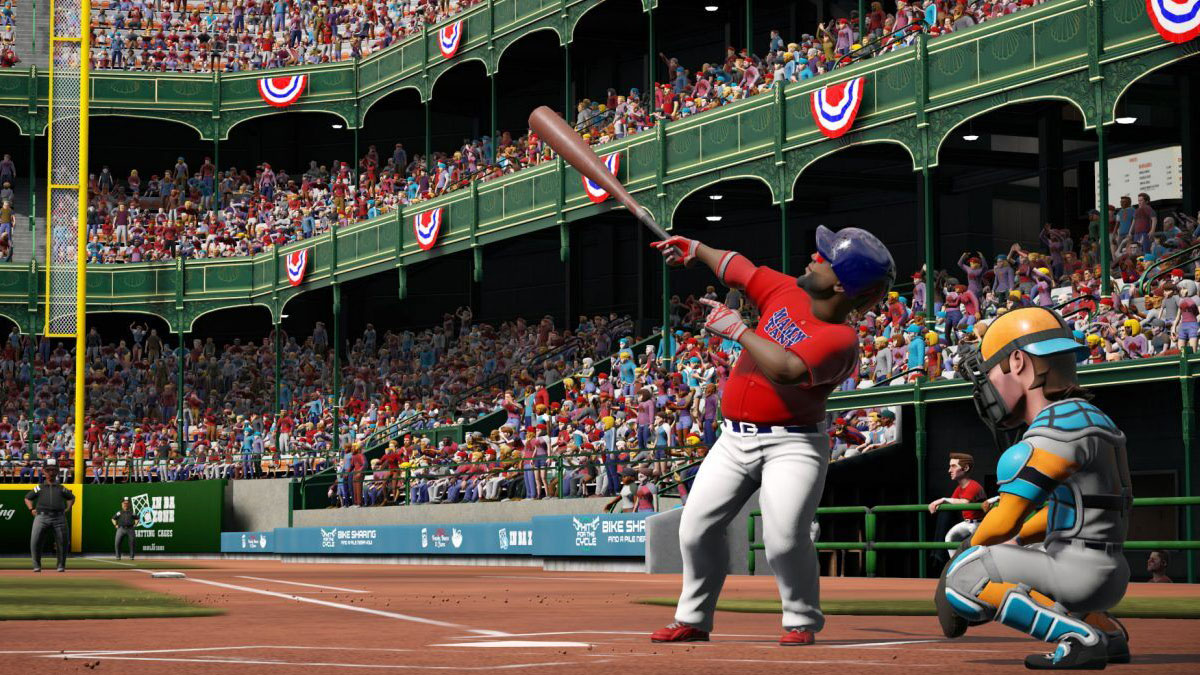David Ortiz at bat in Super Mega Baseball 4.